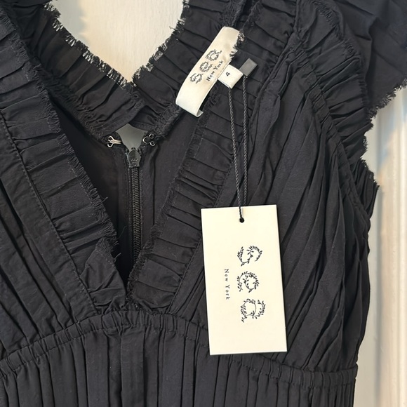 SEA New York Greer Pleated Flutter Sleeve Dress in Black - Picture 4 of 8